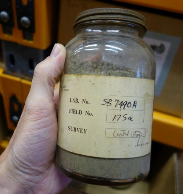 An archived soil sample from the Central Otago soil survey (1959).