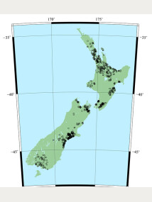 Figure 1. Location map of the samples used to determine representativeness. Soil quality monitoring is currently not undertaken in Gisborne, Manawatu-Whanganui, Otago, or West Coast Regions.